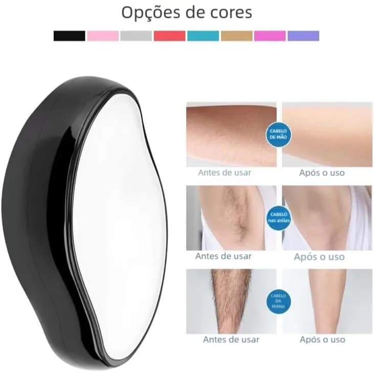 Depilador Reutilizável de Cristal - Indolor, Seguro e Fácil de Limpar (Ferramenta de Beleza)
