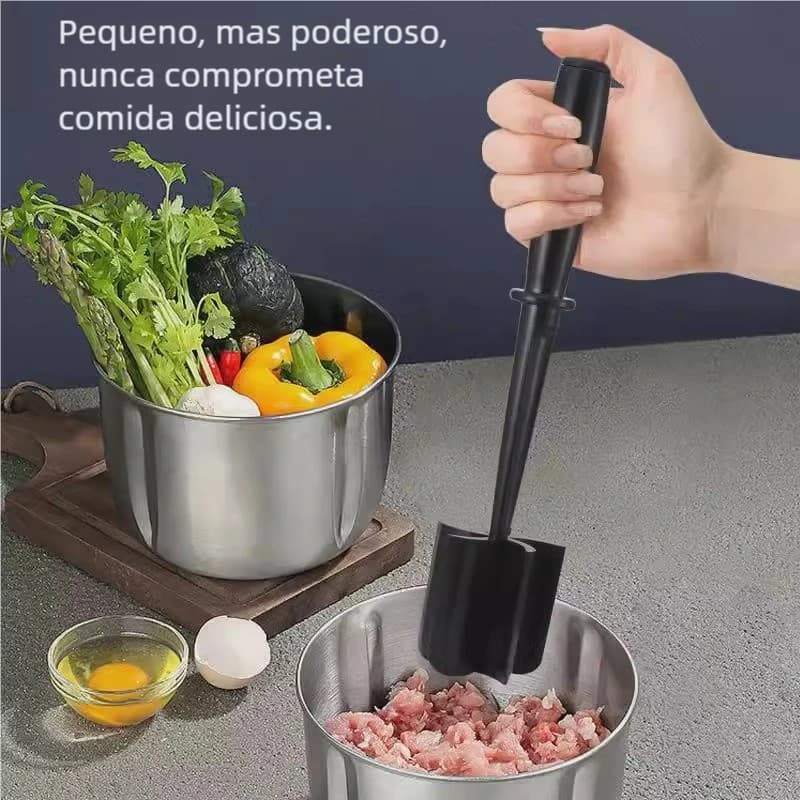 Utensílio Multifuncional de Cozinha - Tritura Carne, Desfia Frango e Amassa Legumes com Lâminas Chanfradas