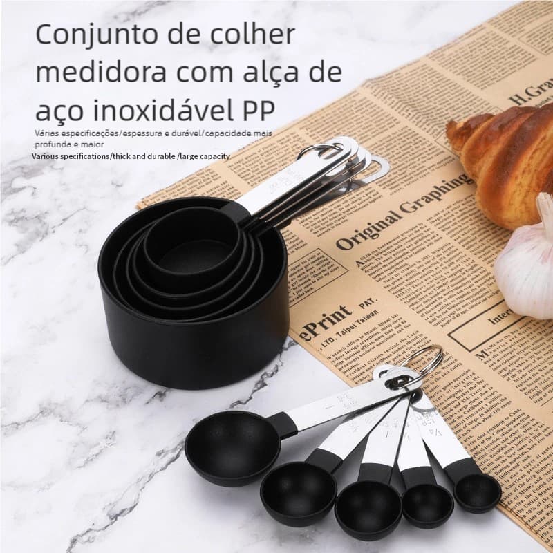 Conjunto de 8 Colheres de Medição - Para Café, Açúcar, Farinha e Cozimento de Bolo
