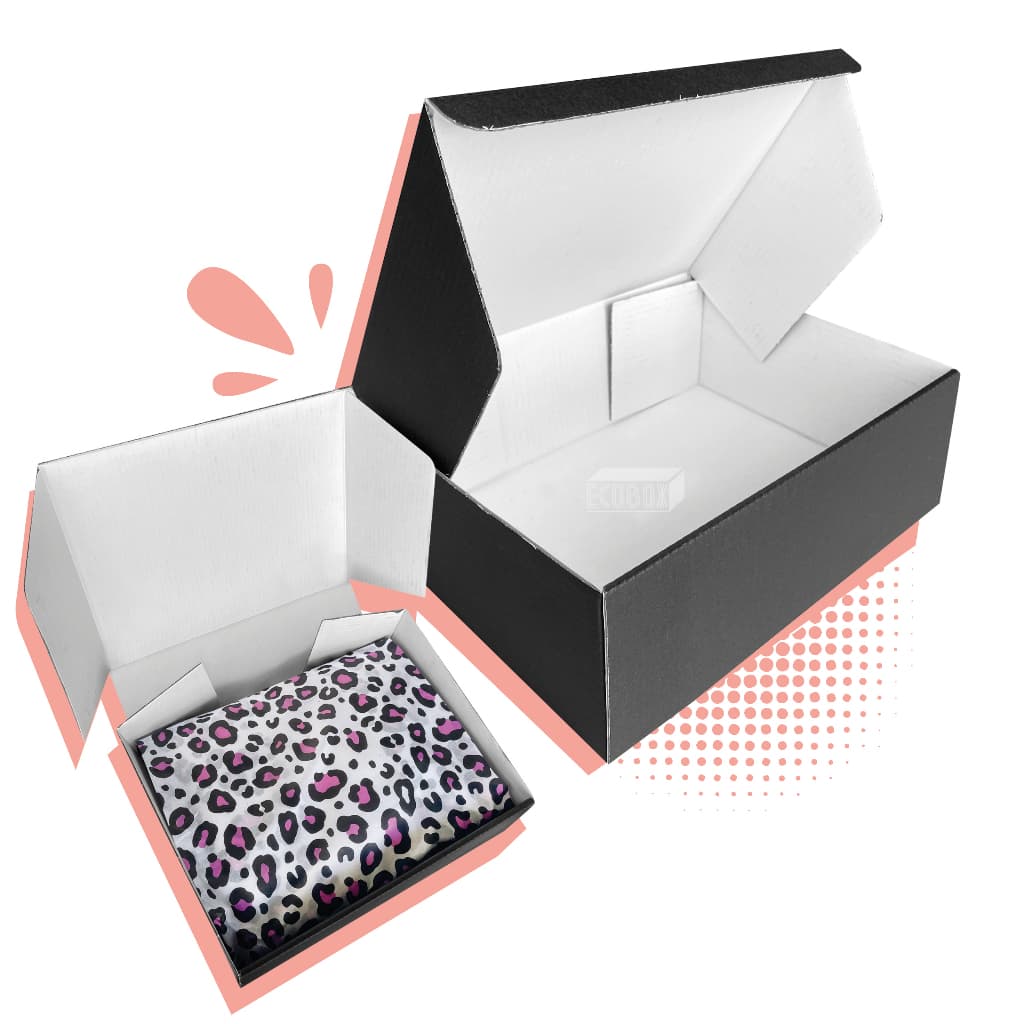 Kit Caixas de Papelão Preta e Branca 20x16x7cm E-Commerce Envios Correio Delivery Loja