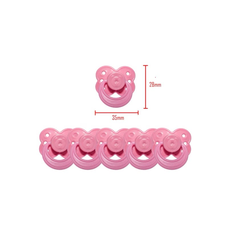 kit com 6 Mini Chupetas Rosa modelo ursinho para boneca/ bico palito/ Decorativas – 35mm x 28mm