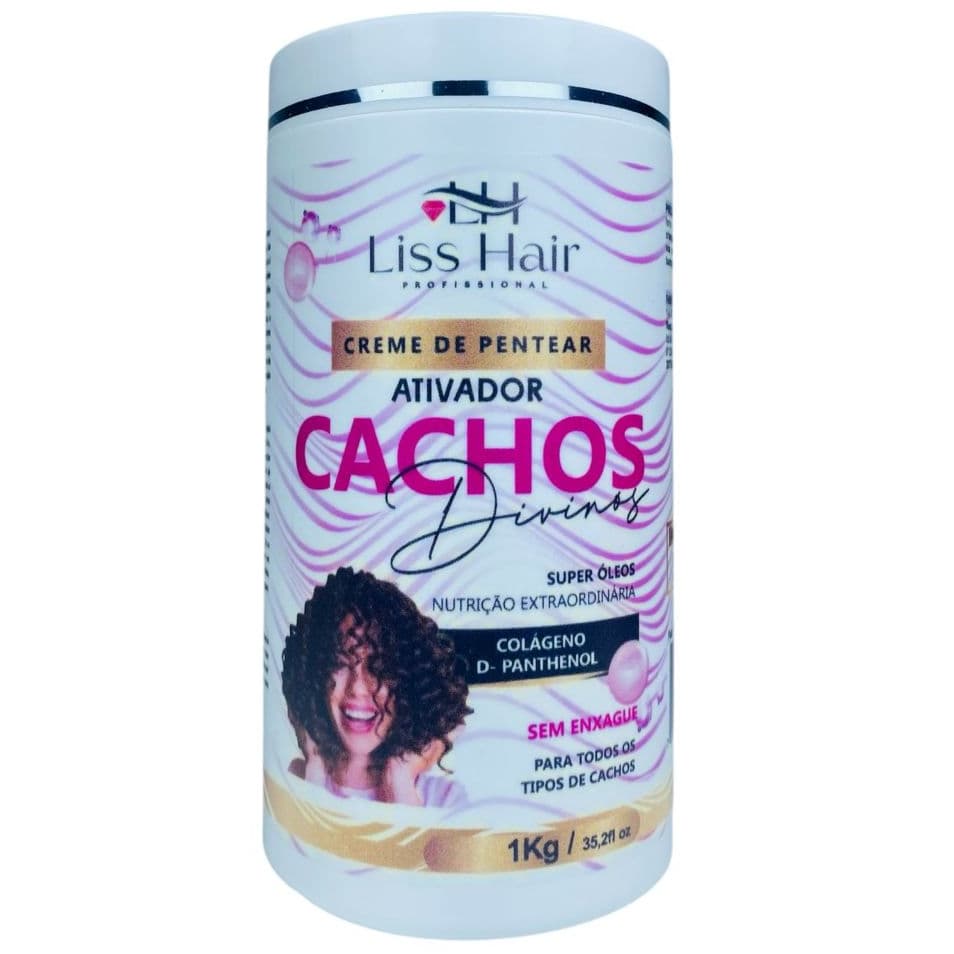 Creme de Pentear Cachos Divinos Super Óleos Cabelos Sem Frizz e Brilho Intenso 1Kg Liss Hair
