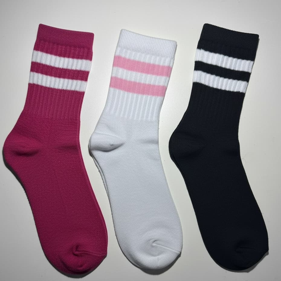 Meia Feminina Cano Alto em Algodão Kit com 12 Pares de Meias Listradas - Promoção !