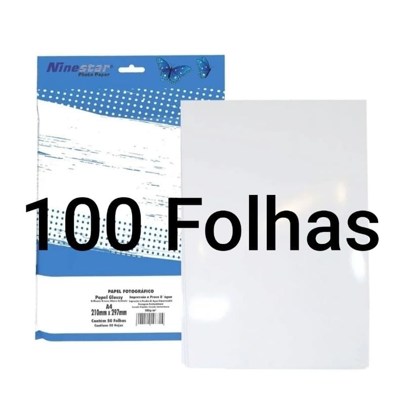 Papel Fotográfico A4 Glossy Brilho 180g 100 Folhas Ninestar do Grupo Masterprint em Oferta!!!!!!!!
