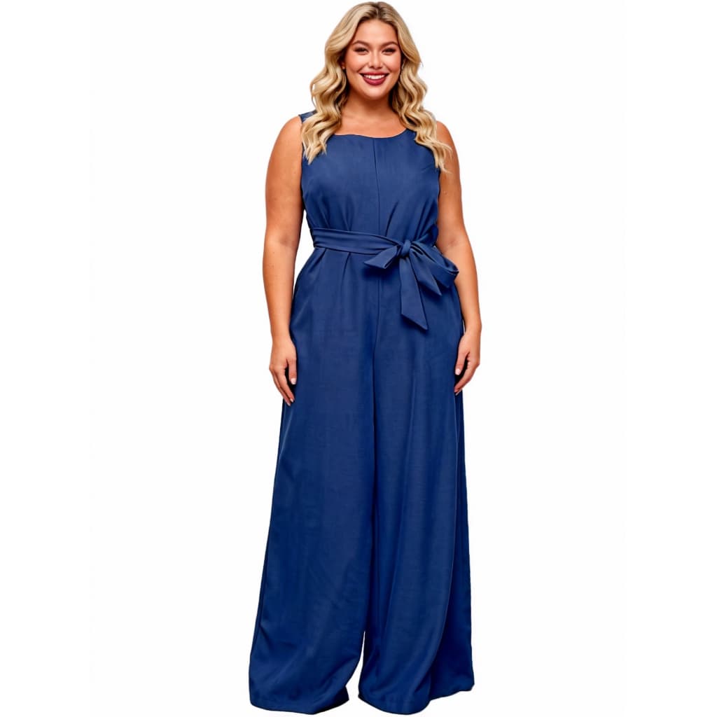 STYLE FASHION Macacão Pantalona Tem G1 G2 G3 Elegante de luis tiwll  Pernas largas e Bolsos Discretos