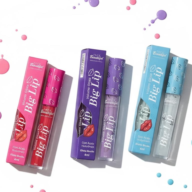 Kit Com 3 Gloss Volume Big Lip Face Beautiful  4 ml