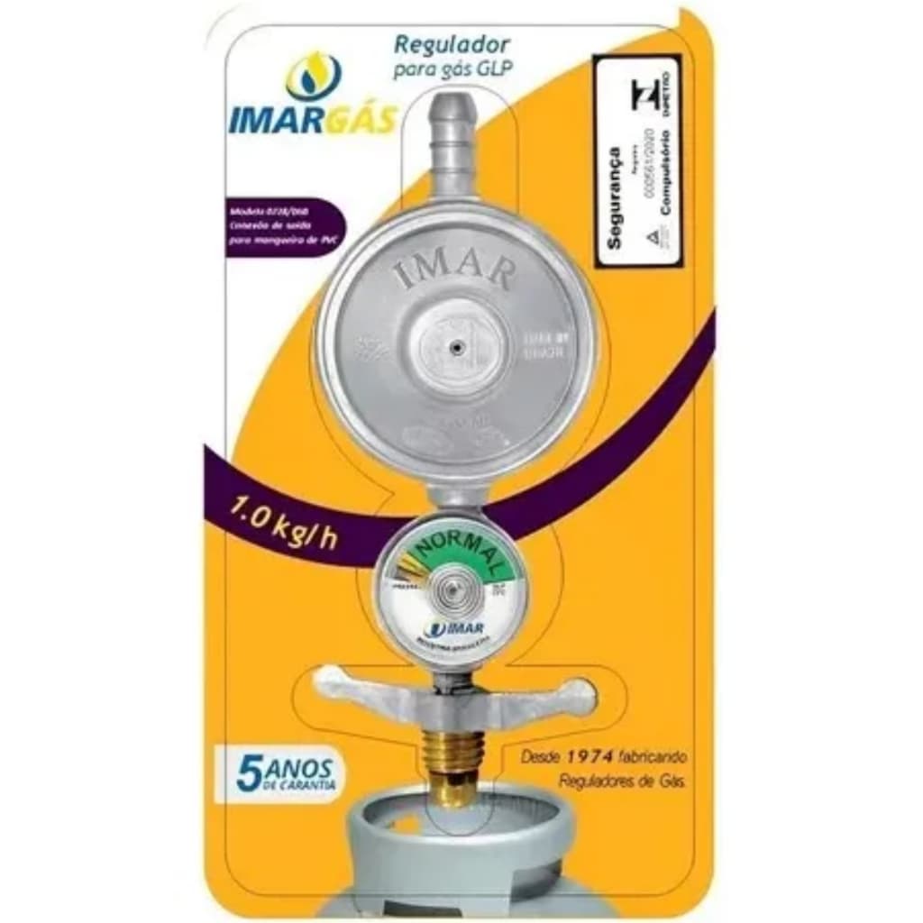 Registro Regulador Gás de Cozinha Com Manometro para Botijão Domestico Fogão Cooktop Forno