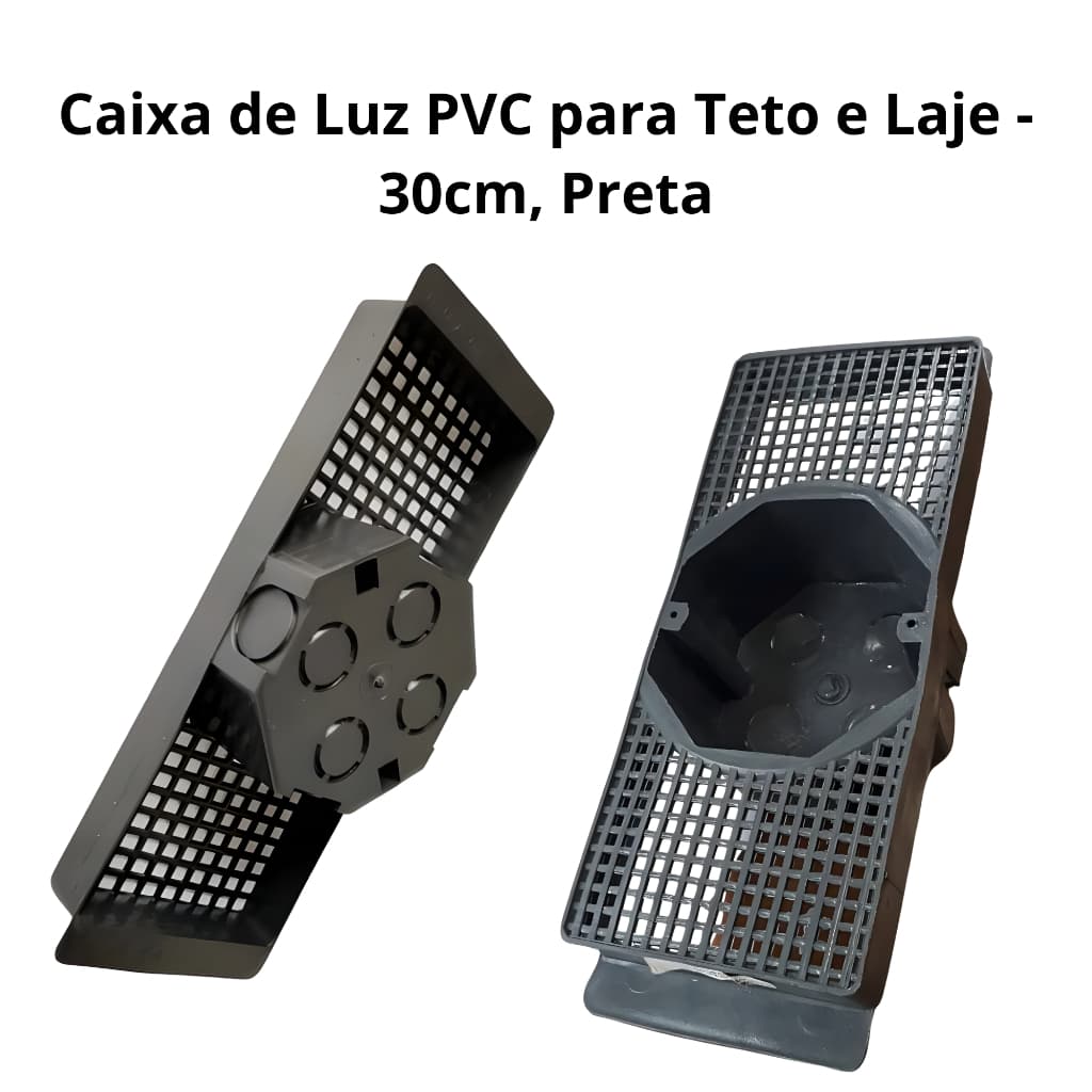 Caixa de Luz PVC Suporte de Laje - 30cm, Preta, Reforçada e Alta Resistência 10 Unidades