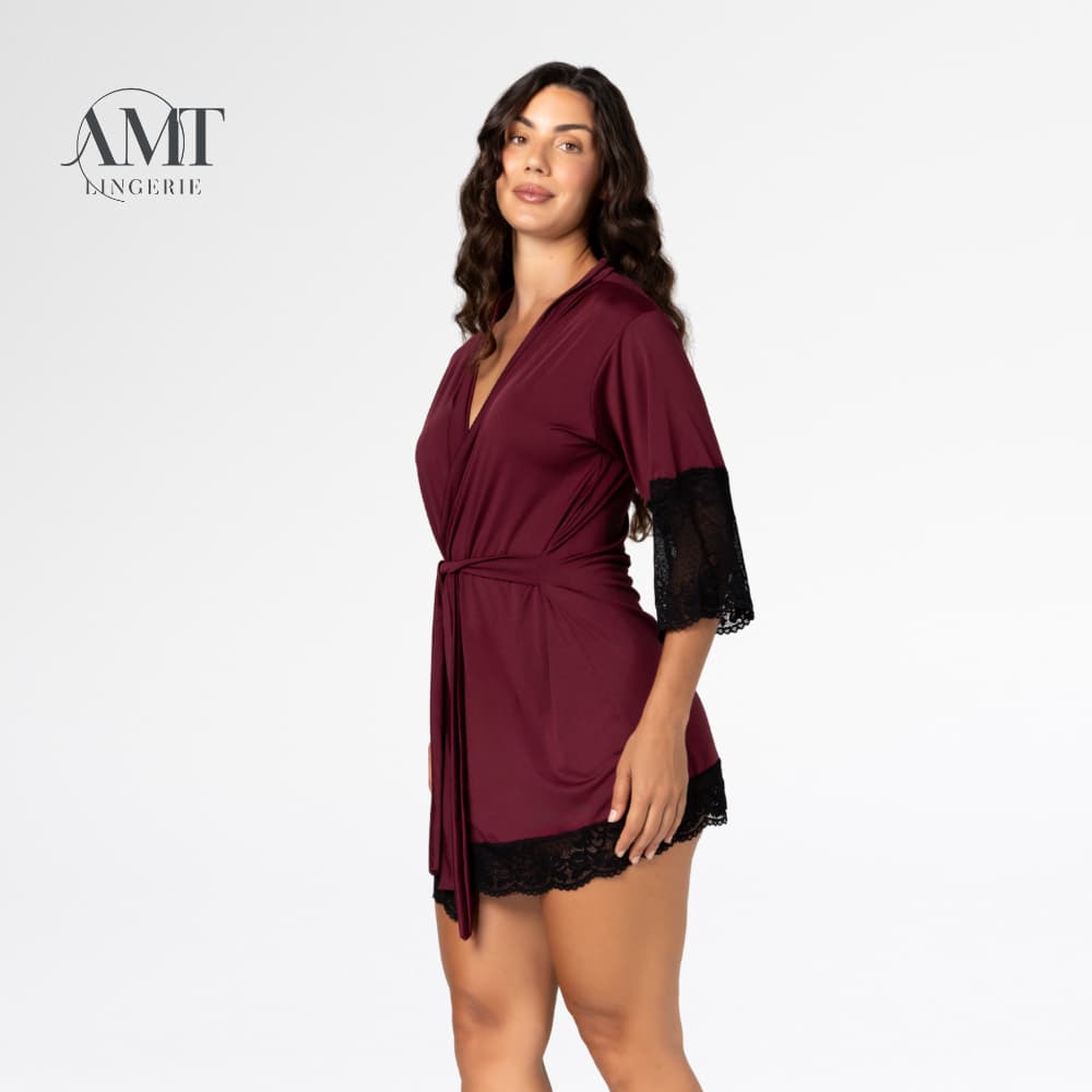 Robe Curto Luxo Feminino em Renda – Roupão/Hobby Elegante, Confortável e Sensual para Noite