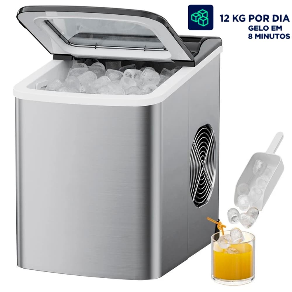 Máquina de Gelo Turbo Premium 160W 12KG p/ Dia Portátil - Ideal para Festas Eventos (Várias Cores)
