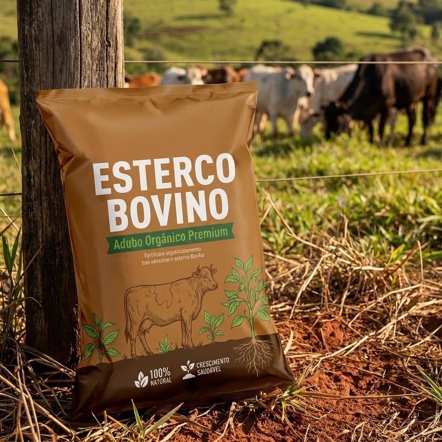 Esterco Bovino Orgânico MISTO 15KG - 30LITROS – Adubo Natural para Vasos, Hortas e Jardins