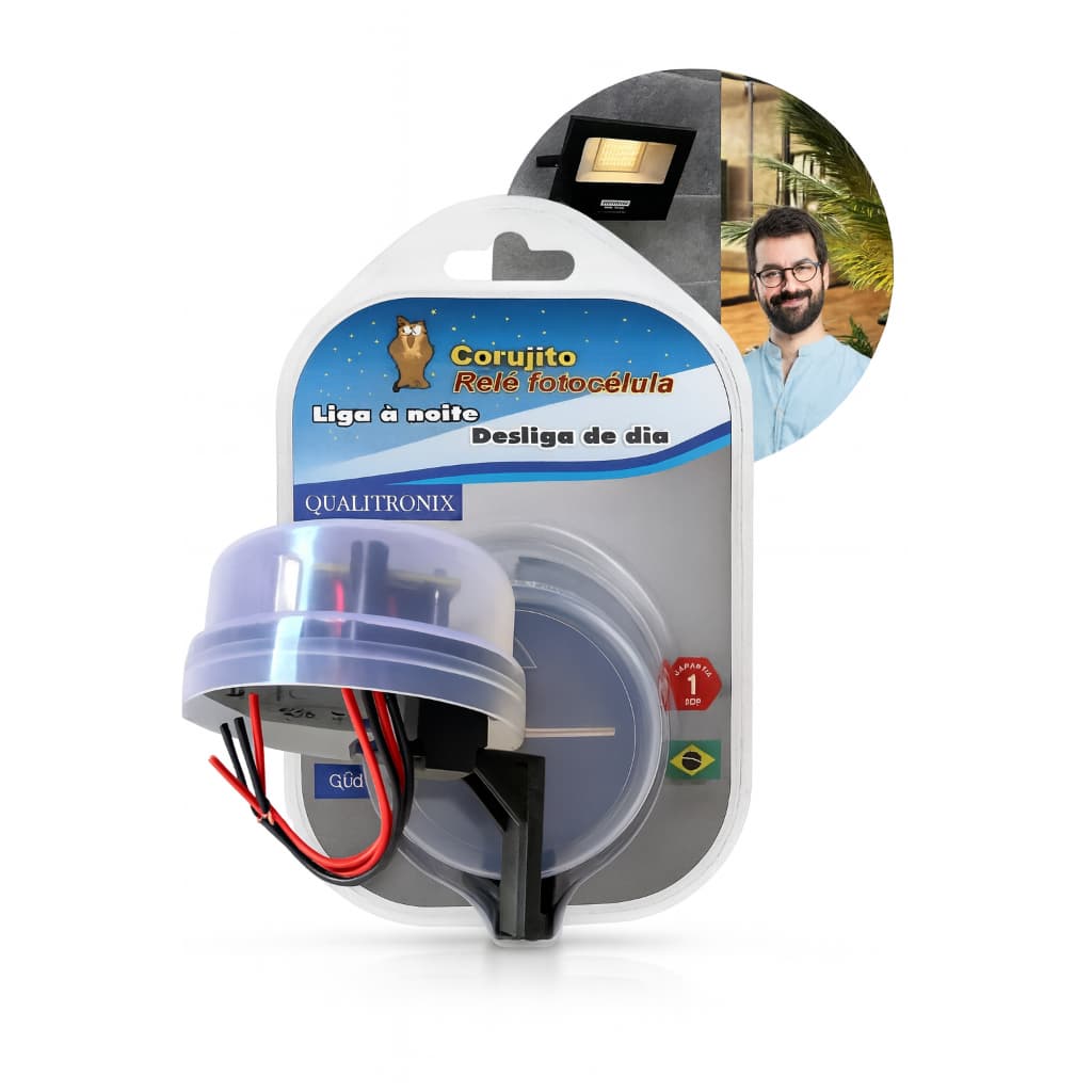 Relé Fotocélula Corujito Fácil Bivolt Automático Noturno Com Suporte/base Bivolt Qualitronix QR51