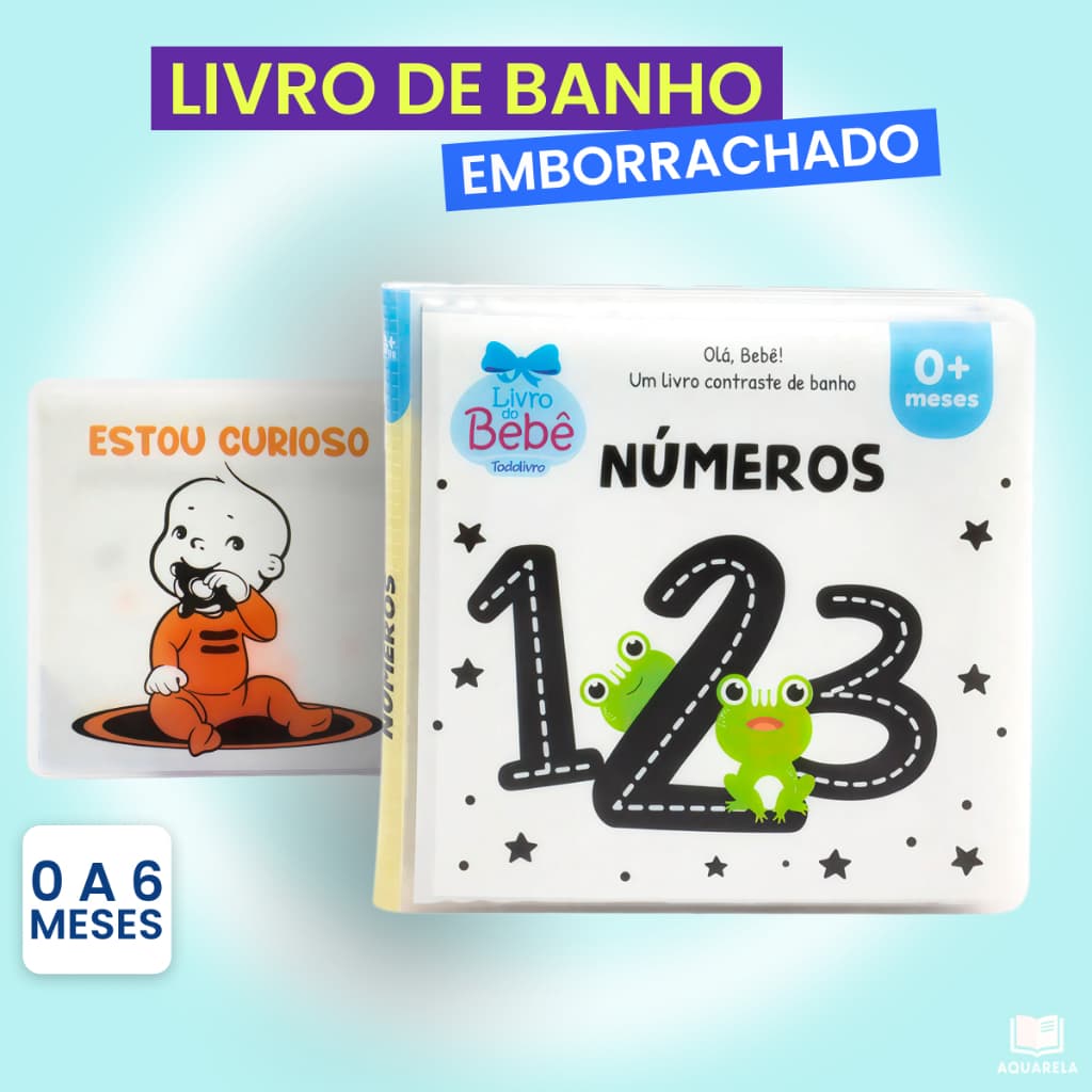 Livro de Banho Olá Bebe 0 a 6 Meses | Primeiras Palavras e Números Contrastes Livrinho Emborrachado Infantil Crianças