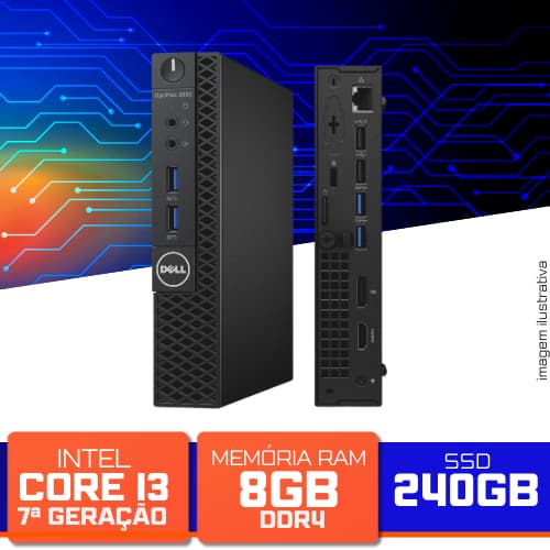 Mini PC Dell Optiplex 3050 - Intel Core i3-7100T 3.40GHz, 8GB DDR4, SSD 240GB, Black