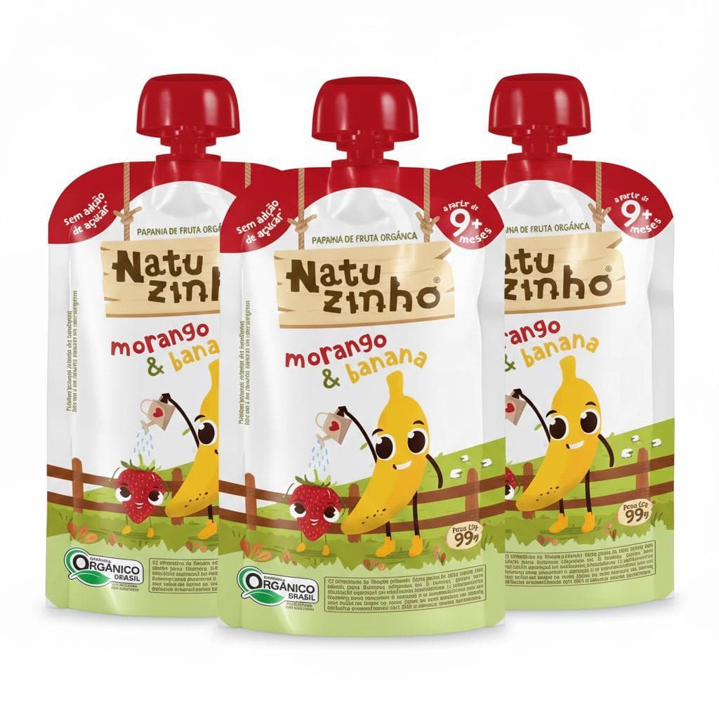 Papinha Orgânica Natuzinho - Morango e Banana - 9+Meses 99g