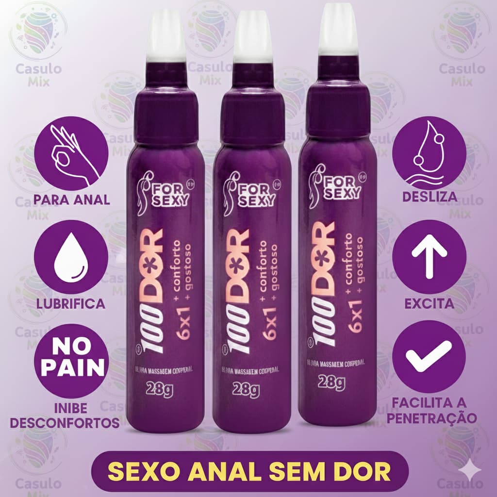 Kit 3 Gel Lubrificante Íntimo Anal 100Dor Lançamento com 28g