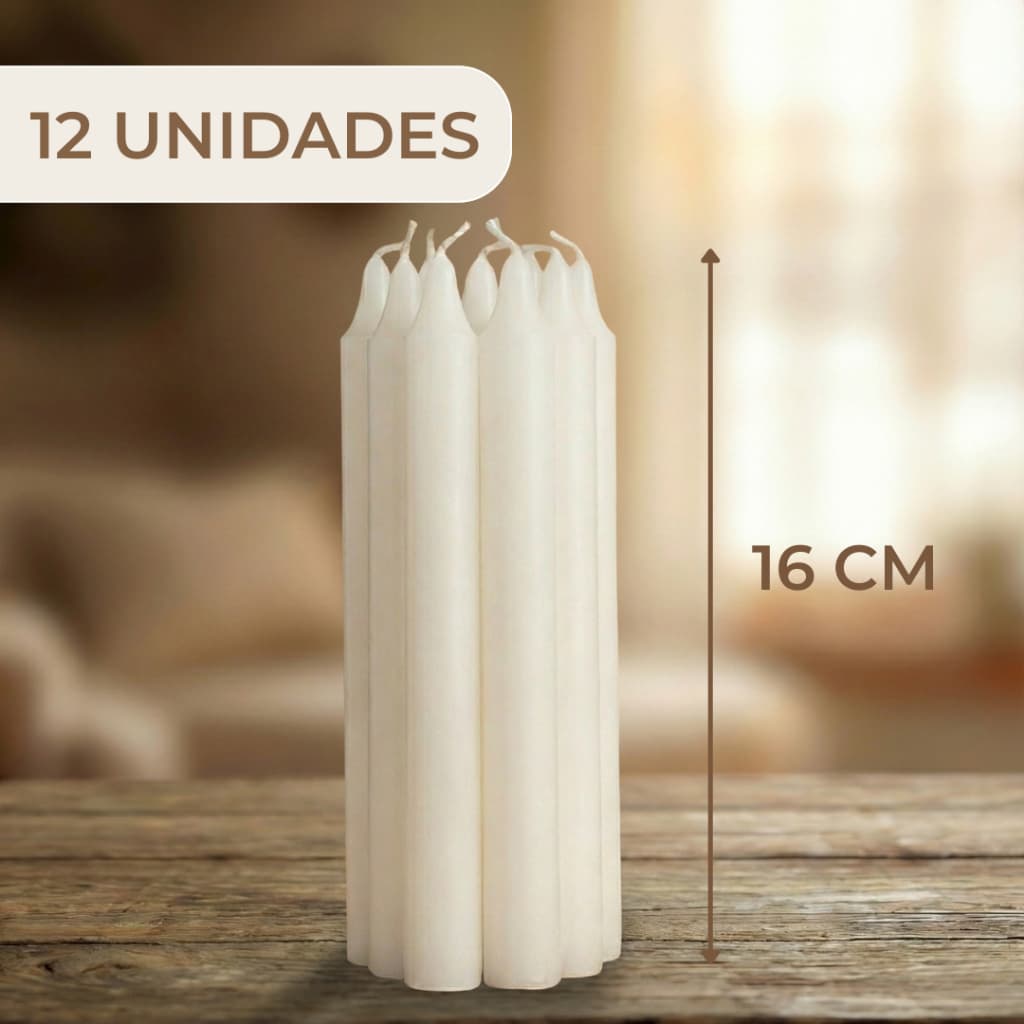 Velas Palito Branca 12 unidades de 16cm 28g | Atacado e Revenda | Decoração, Natal, Religião