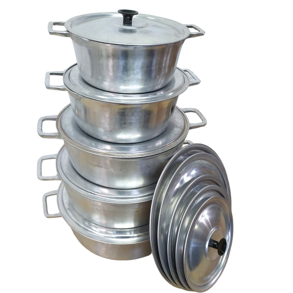 Jogo Panela Aluminio Batida Kit Fundido Grossa Conjunto 5 Panelas Alça aluminio