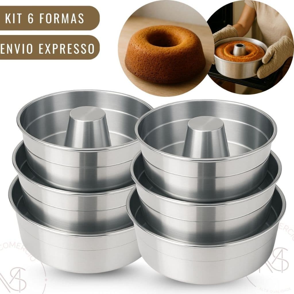 Jogo 6 Formas Bolo e Pudim Assadeira N18,20,22,24,26