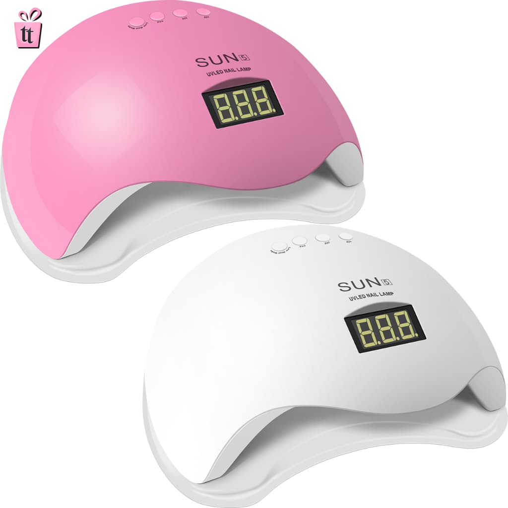 Cabine De Unha Gel Acrígel Led/uv Sun5 Branca/Rosa Digital 48w Bivolt