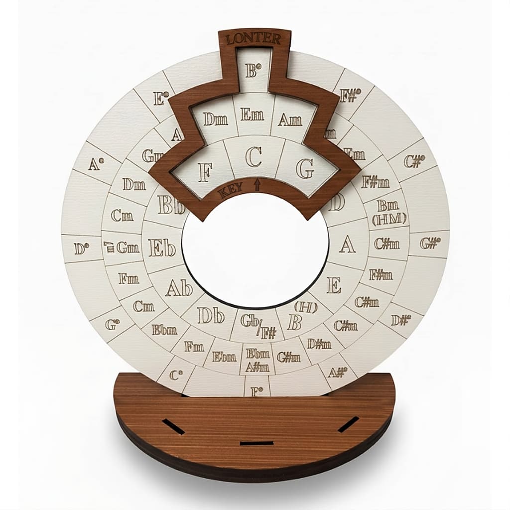 Roda de Quintas Melodia De Acordes Estudo Teoria Musical Madeira Violão + Base