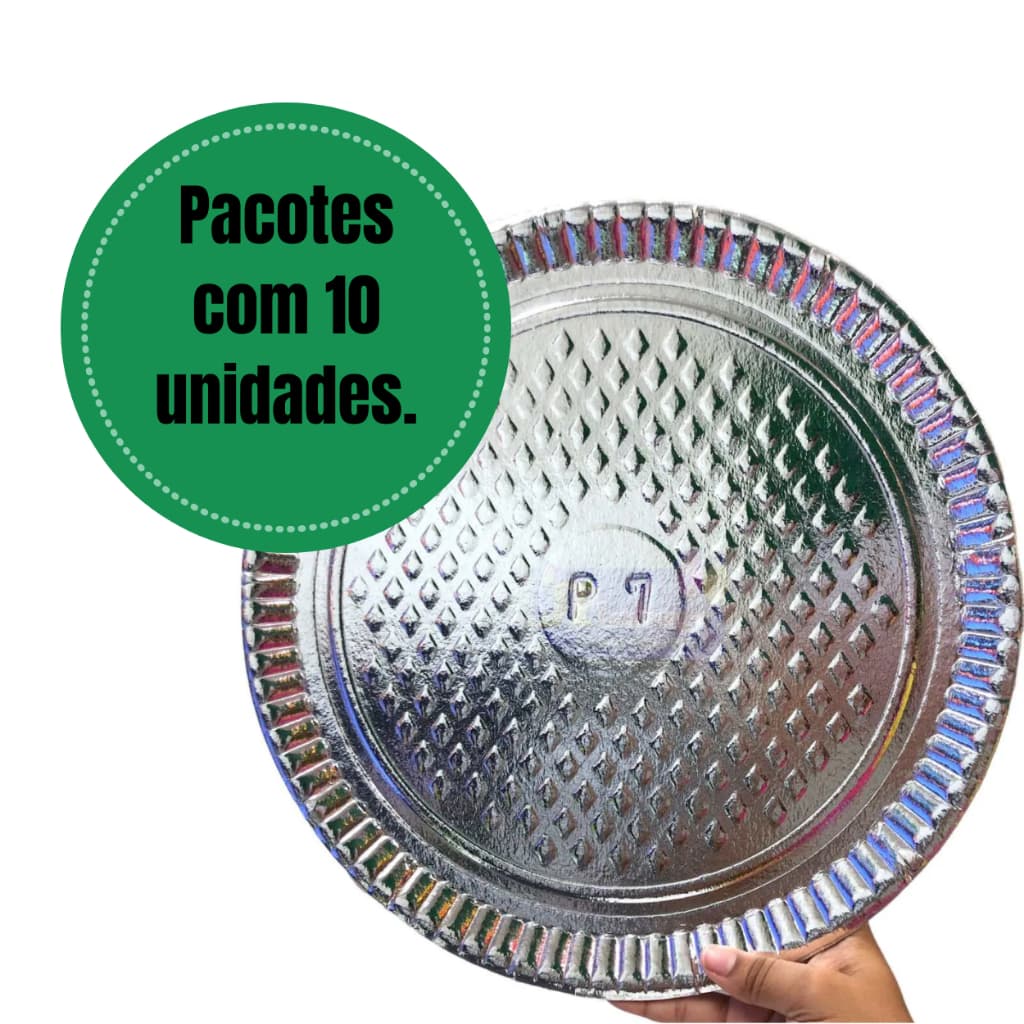 10 Prato Laminado Redondo Festa Doces e Salgados Diversos