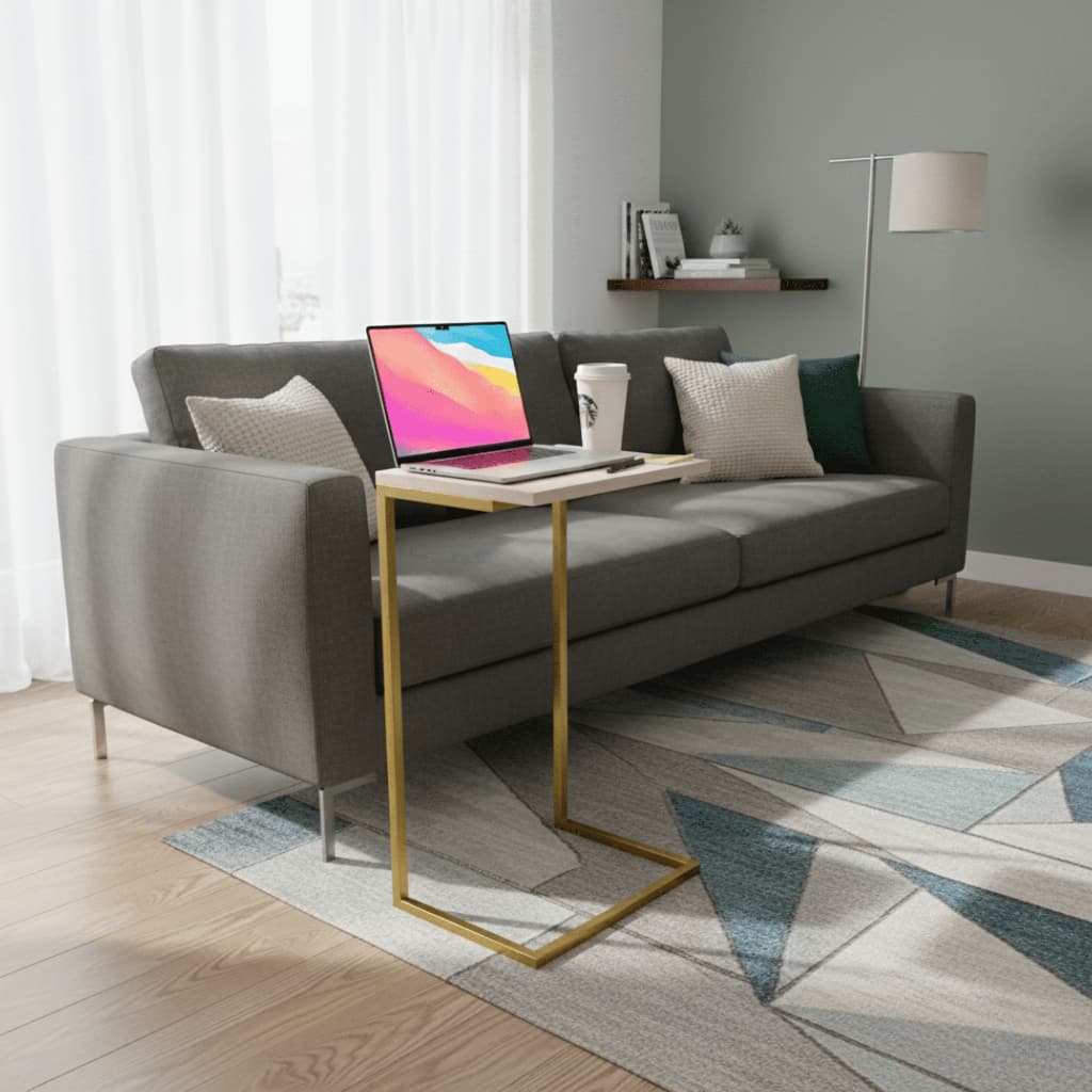 Mesa Lateral Industrial de Apoio Multiuso Pés de Ferro 70cm Mesinha para Sala Quarto Sofá