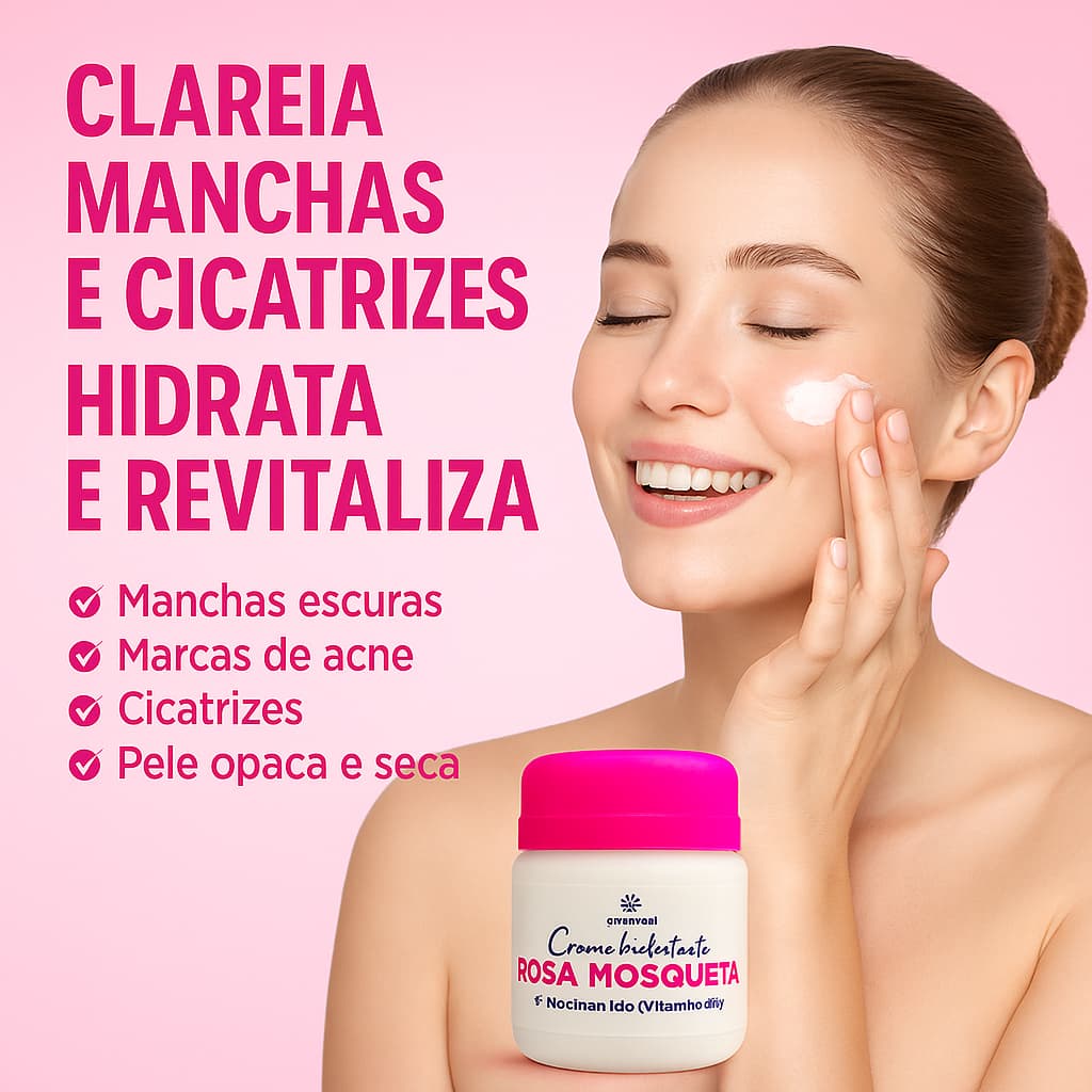 Creme Clareador Rosa Mosqueta | Uniformiza a Pele, Melasma, Manchas e Espinhas