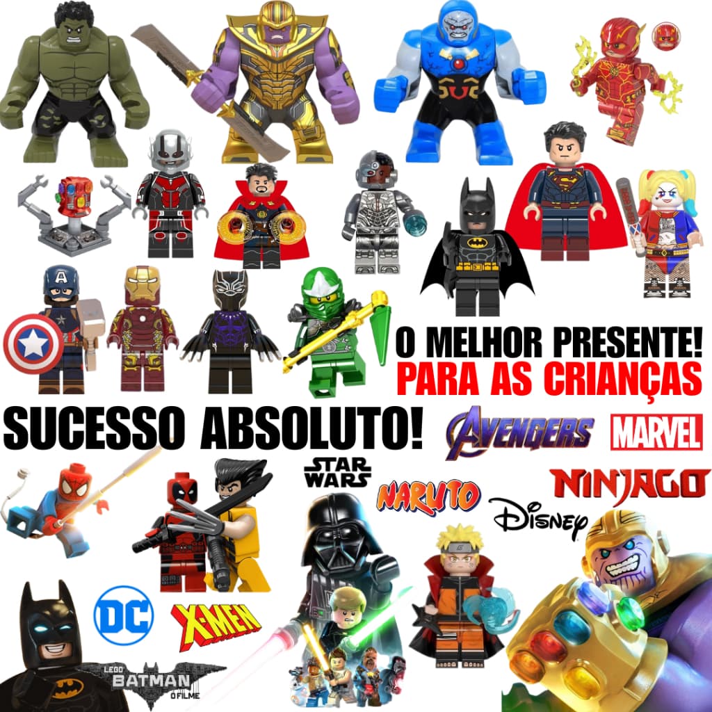 BONECOS VINGADORES LIGA DA JUSTIÇA NARUTO STAR WARS X-MEN DRAGONBALL MARVEL DC PRESENTE CRIANÇA