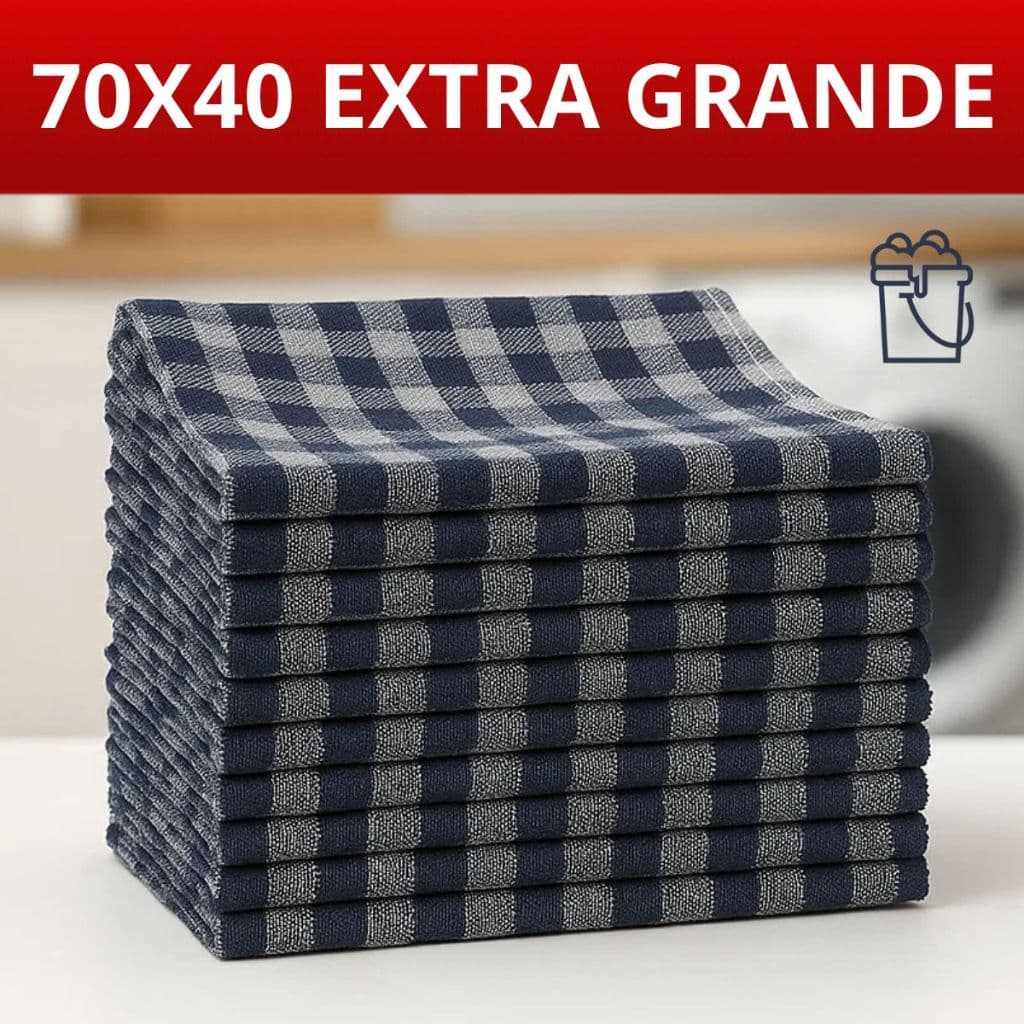 Kit De 05,10 Ou 20 Pano de Chão Azul Grosso 70x40 Extra Grande Limpeza Pesada Casa Super Absorvente Saco Duplo