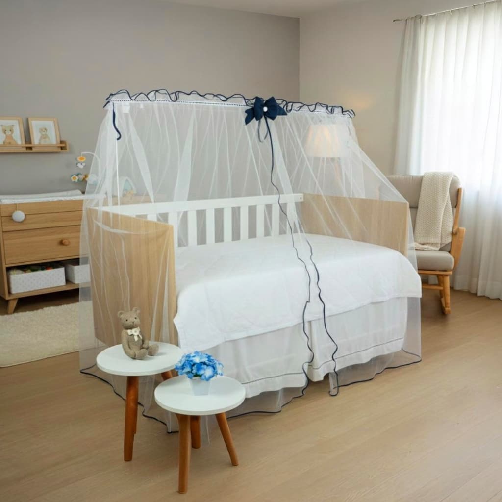 Mosquiteiro de Fita c/ Laço Para Berço Quarto de Bebê Menina Menino 01 Peça