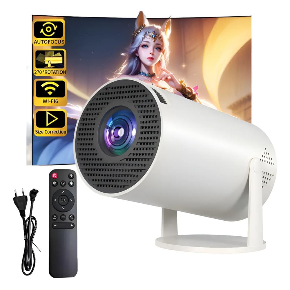 Mini Projetor Smart Portátil Hy300 4k Android Bluetooth 110v Branco 127/220v