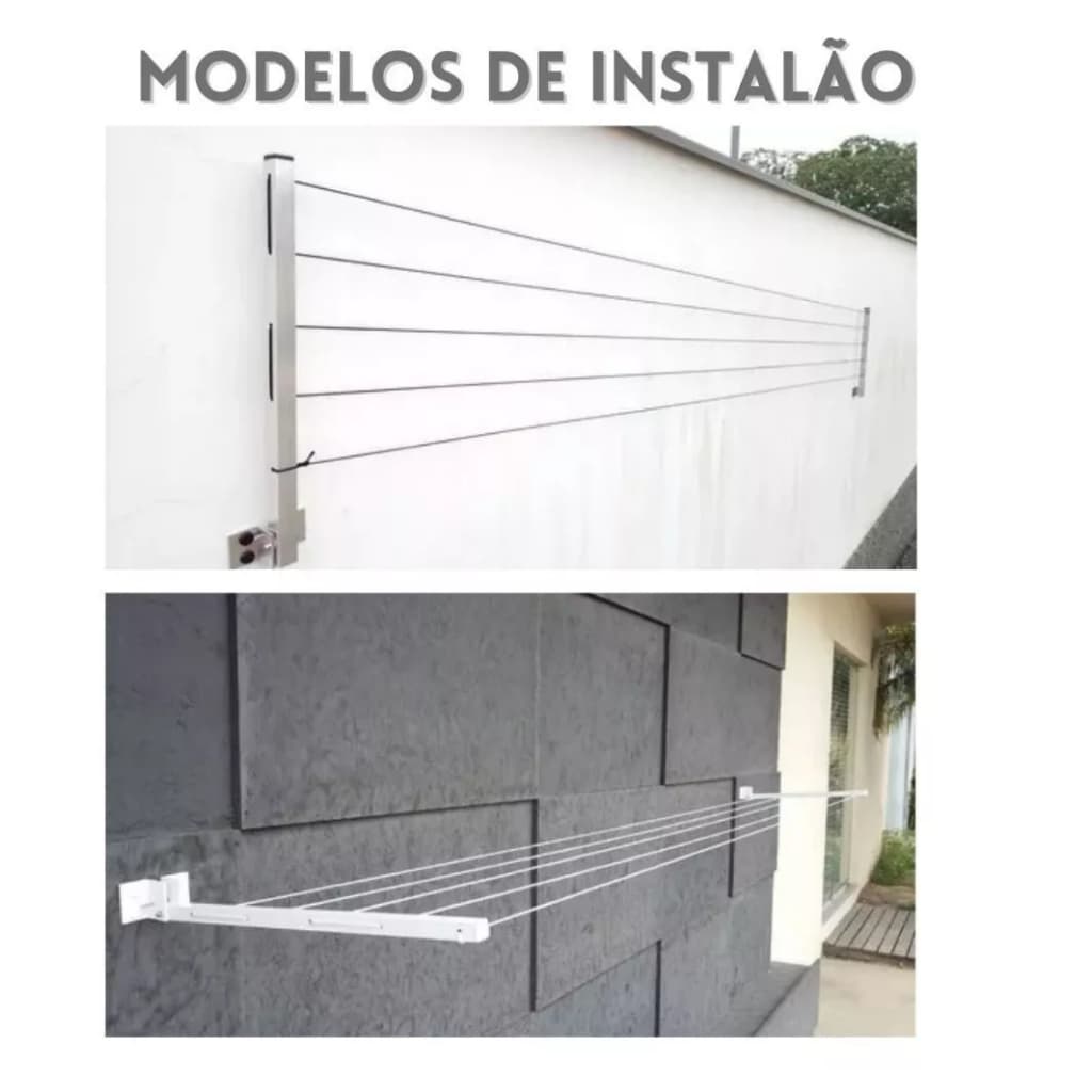 Varal Retratil Dobravel De Parede Aluminio Não Enferruja Apartamento