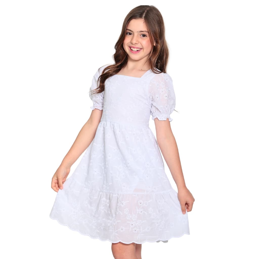 vestido curto de lese mamga princesa infantojuvenil