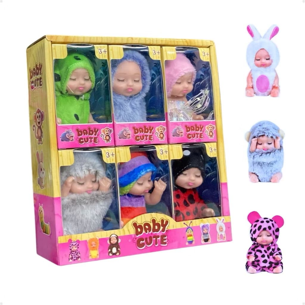 Kit 6 Mini Bonecas Babys Reborn Silicone Realista  Brinquedo Infantil  Baby Cute Fofinha
