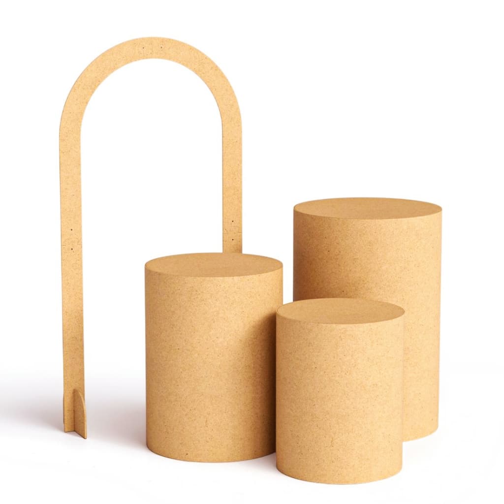 Kit Festa Desmontável Trio De Cilindro E Painel Arco MDF Cru Eventos Festas Aniversários