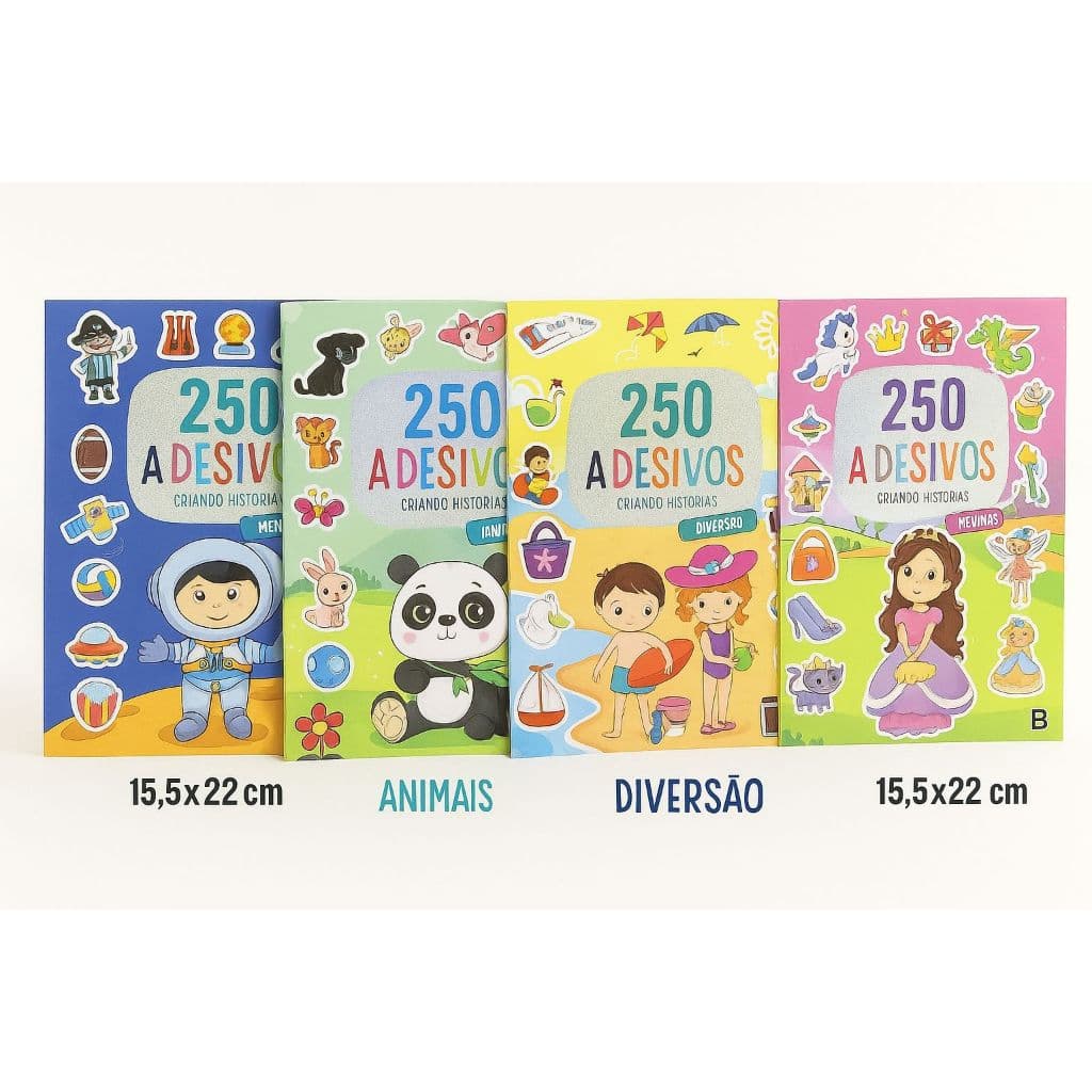 Kit 4 Livros 250 Adesivos – Meninos, Animais, Diversão e Meninas – Criando Histórias