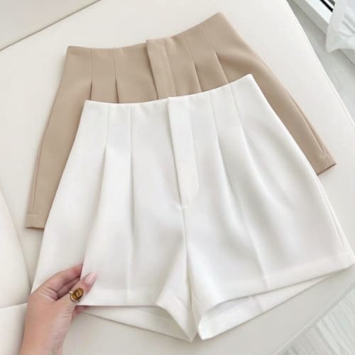 Kit 2 Shorts Alfaiataria Feminino Cintura Alta com Pregas Elegantes