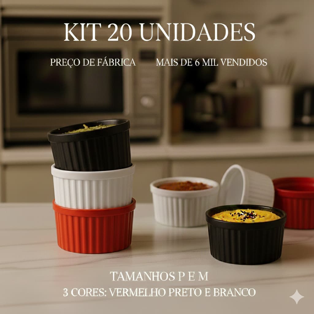 Kit 20 Ramekin NAWO Plástico 110 e 70 ml Canelado Plástico Melamina Molho Molheira petisqueira pote
