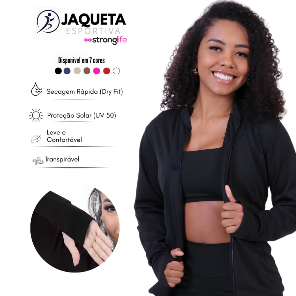 Casaquinho Jaquetinha DryFit com Proteção-Solar para Treino e Academia e Corrida