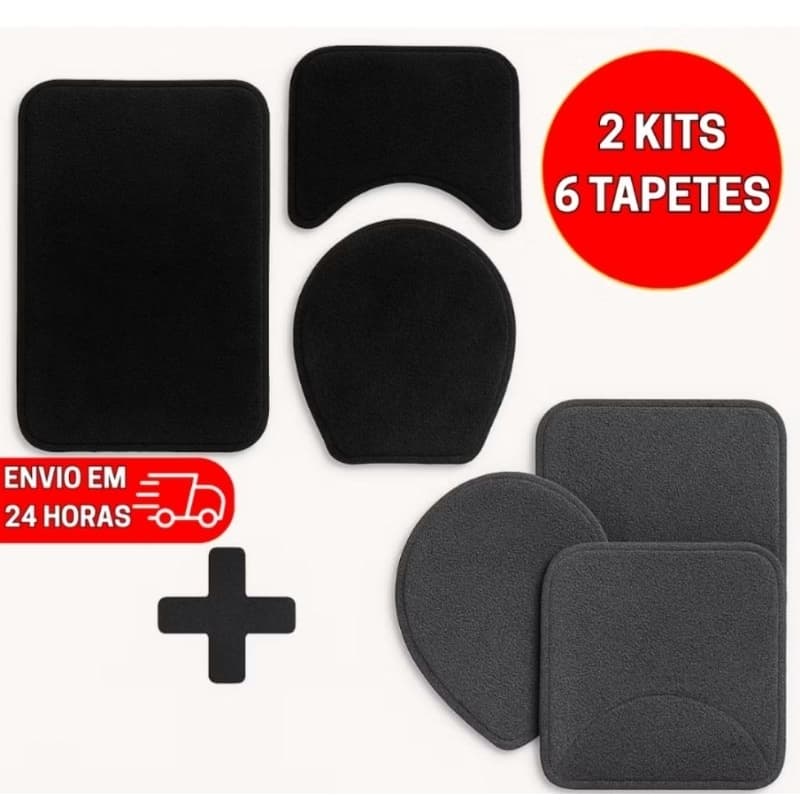 KIT conjuntos Tapete Jogo de Banheiro Antiderrapante 3 Peças Luxo Felpa Aveludada Com Solado Promo