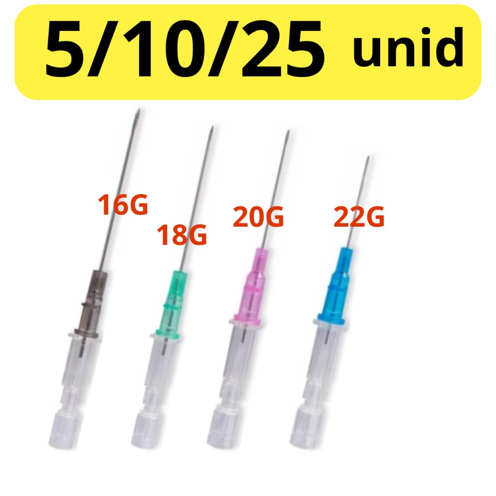 Cateter 16G/18G/20G/22G - 5/10/25 Unidades Jelco Medix/Descarpack/Glomed