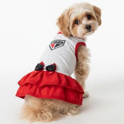 Vestido Pet Times de Futebol Torcida Pet Oficial Roupinha de Cachorro Time de Futebol