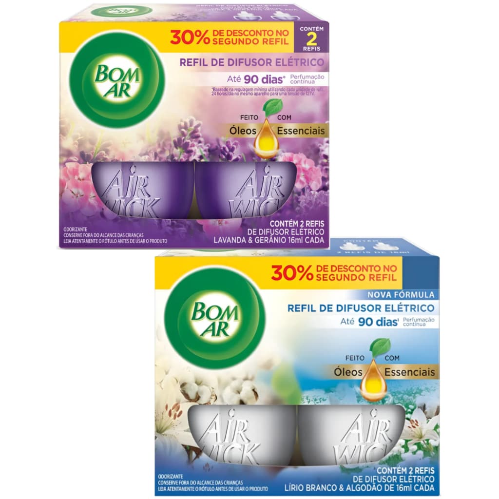 Aparelho e/ou Refil Bom Ar Difusor Elétrico Lavanda, Algodão, Framboesa - Cheirinho de casa, Perfume