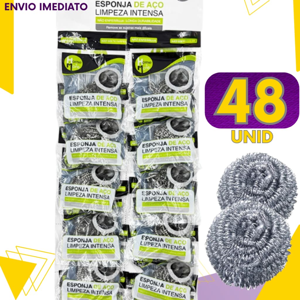 Esponja de Aço Inox - Não Enferruja - (Kit 48, 24 ou 12un) - Limpeza Pesada Panelas Grelhas