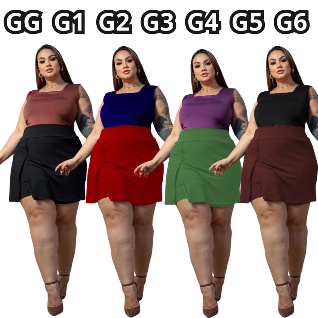 Short Saia Plus Size Annaruga Premium Plus De verdade zero Trânsparência