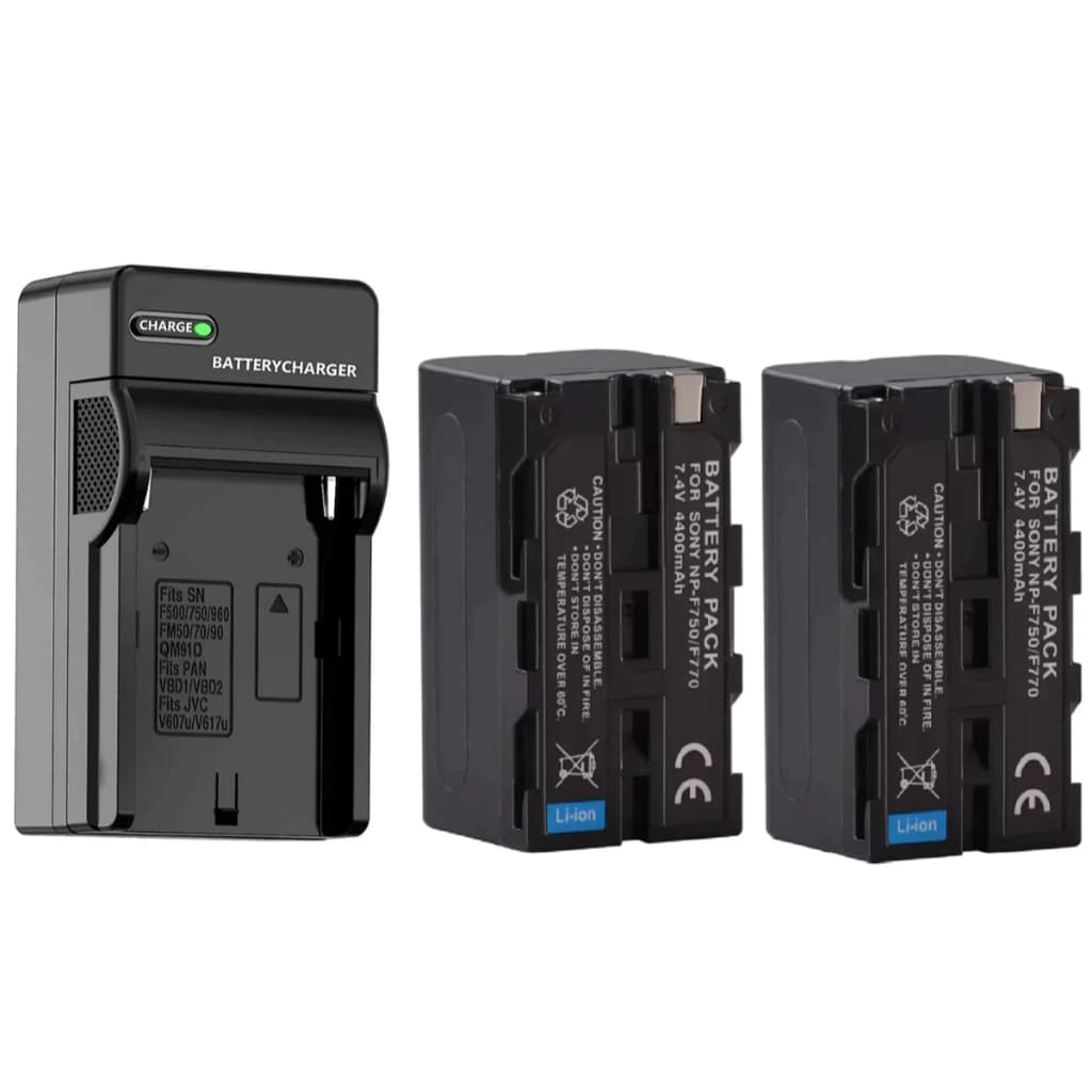 Kit com 2 Bateria Np-f750 / Np-f770  Para iluminadores LED + Carregador