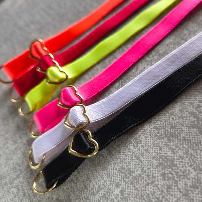 Kit 3 pares alças regulagem de coração dourado prontas para lingerie 10mm X 32cm para produção