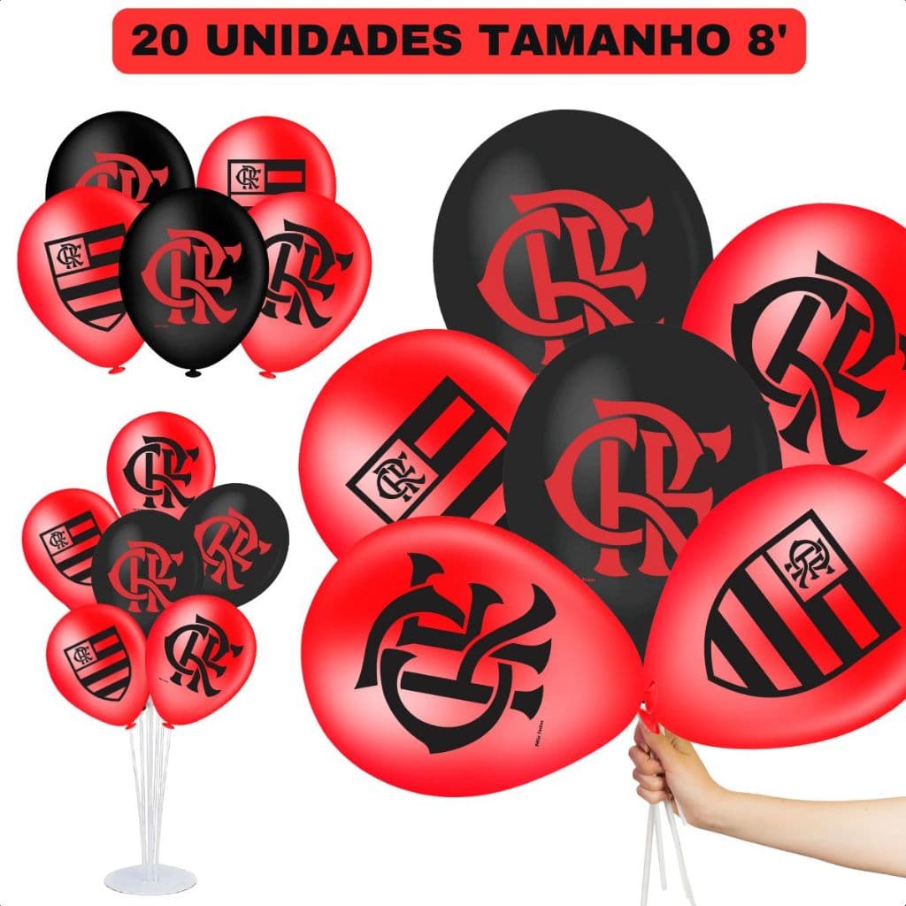 Balão Bexiga Tema Flamengo Decoração Festa De Aniversário Time Futebol Mengão Flamenguista Carioca