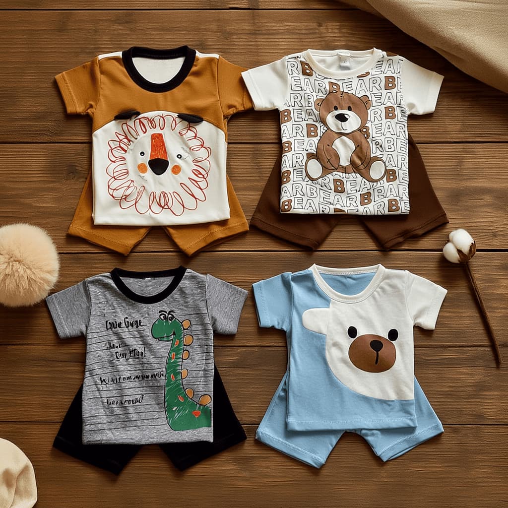 Kit Conjuntos Menino Roupa de Bebê Masculino Verão Camisas Sortidos Enxoval De Bebê Masculino